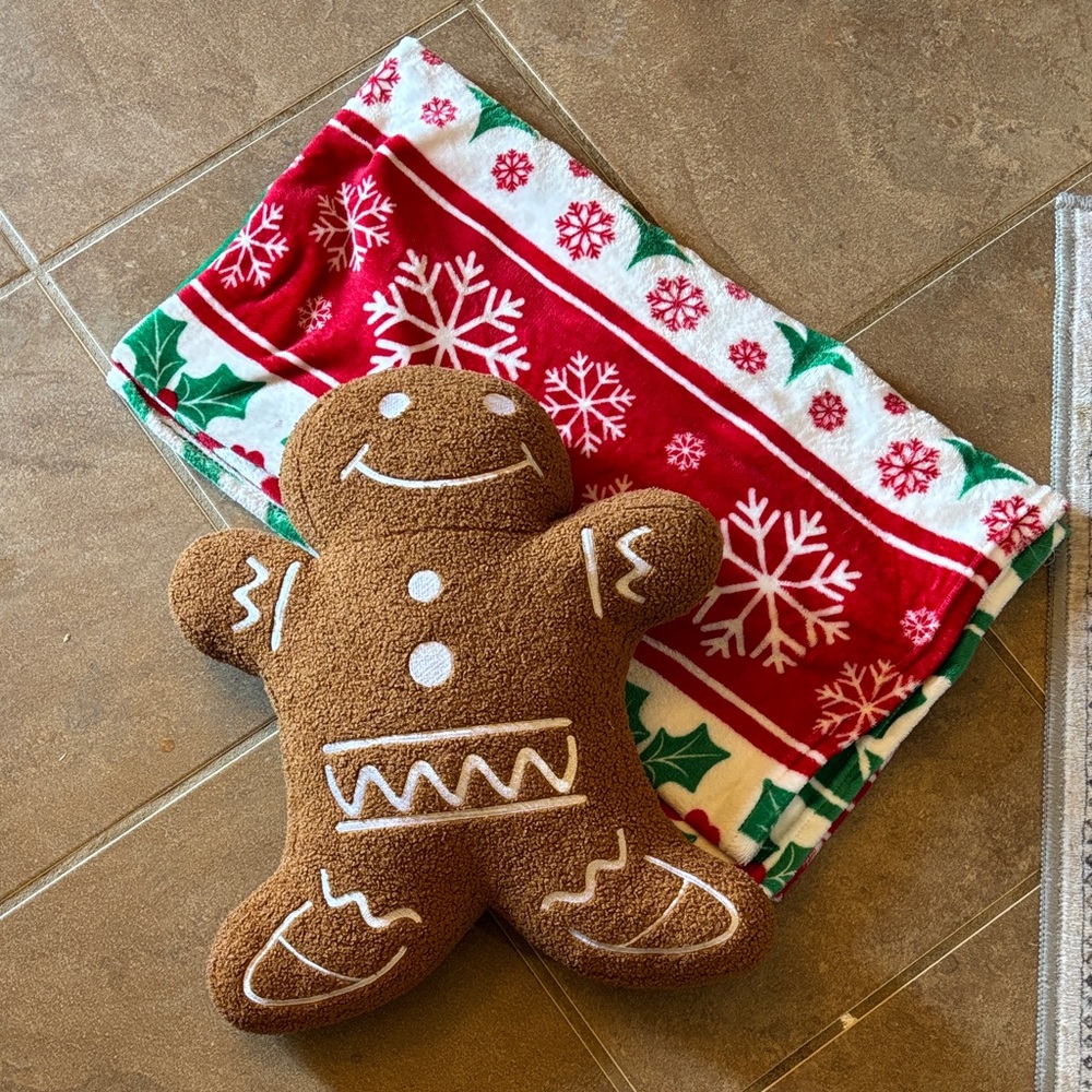 Christmas pillow and blanket combo